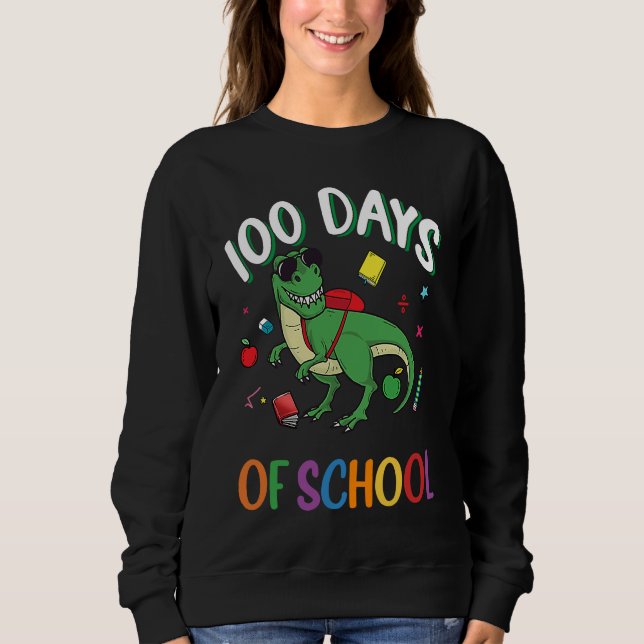 Sudadera 100 Days Smarter Teachers Kids Dinosaur 100th Day  (Anverso)