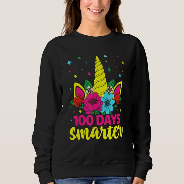 Sudadera 100 Days Smarter Unicorn Girls 100th Day Of School (Anverso)