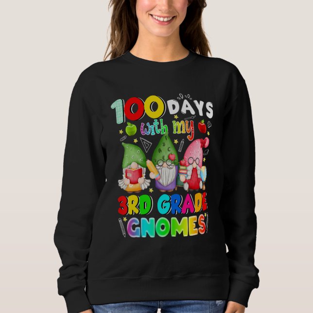 Sudadera 100 Days With My 3rd Grade Gnomies Gnome 100th Day (Anverso)