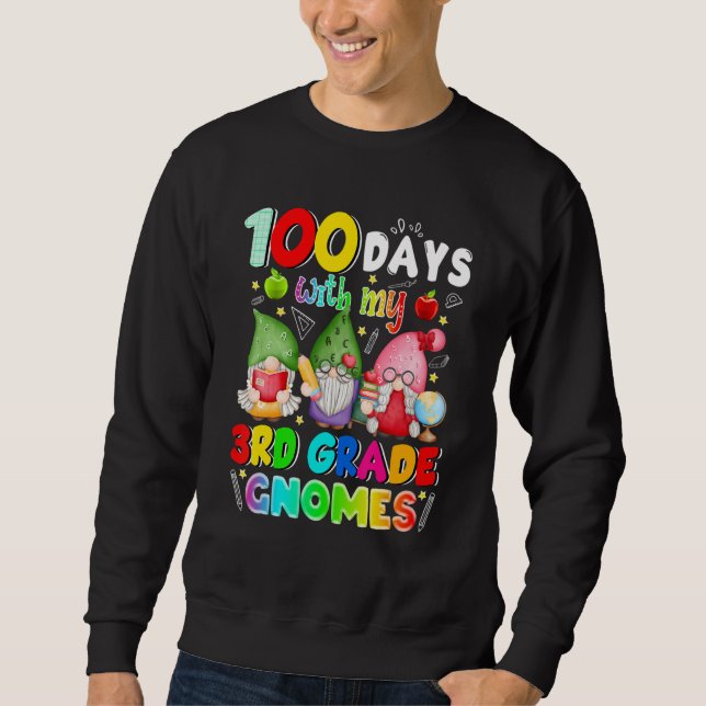 Sudadera 100 Days With My 3rd Grade Gnomies Gnome 100th Day (Anverso)