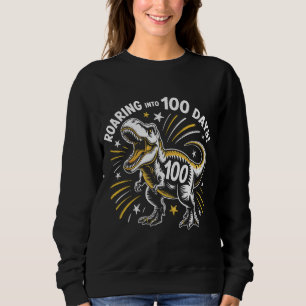 Sudadera 100 Días de Camiseta Retro Atlética Rugiente T-Rex