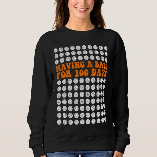 Sudadera 100 días de clases de baloncesto 100 días de bolas (Anverso)