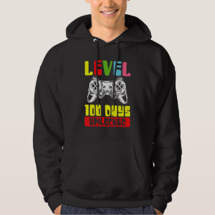 Sudadera 100 Días De Escuela Gamer Nivel 100 Días Desbloque