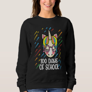 Sudadera 100 Días De Escuela Lindo Unicornio Maestro Estudi