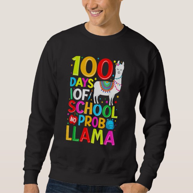 Sudadera 100 Días De Escuela Llama Amante Niños Niñas Nov (Anverso)