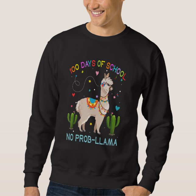 Sudadera 100 Días De Escuela No Prob-llama Llama Profesor Y (Anverso)