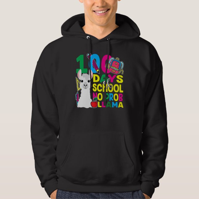 Sudadera 100 Días De Escuela No Prob-llama Llama Profesor Y (Anverso)