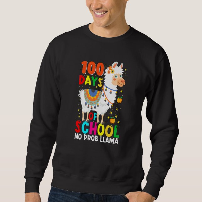 Sudadera 100 Días De Escuela No Prob-llama Llama Profesor Y (Anverso)