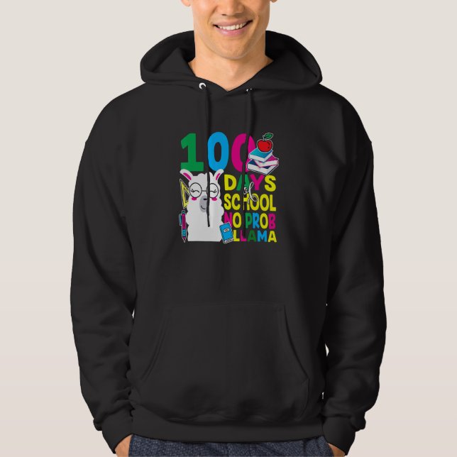 Sudadera 100 Días De Escuela No Prob-llama Llama Profesor Y (Anverso)