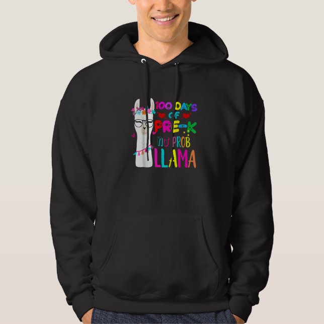 Sudadera 100 Días De Maestra De Pre K No Prob Llama Chicas  (Anverso)