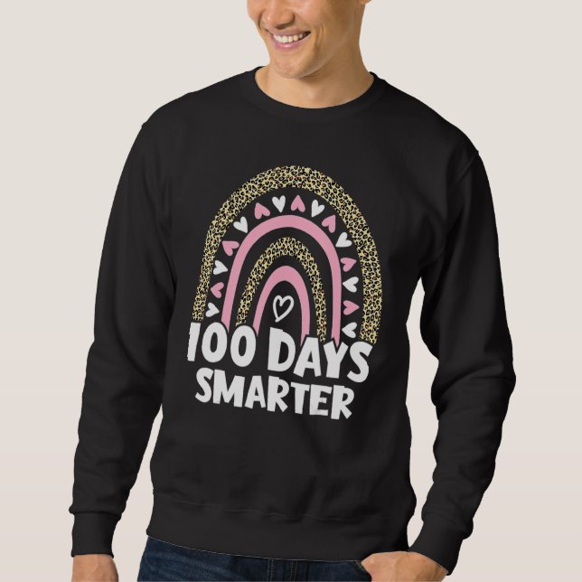 Sudadera 100 Días Más Inteligentes Leopardo Arcoiris Felice (Anverso)