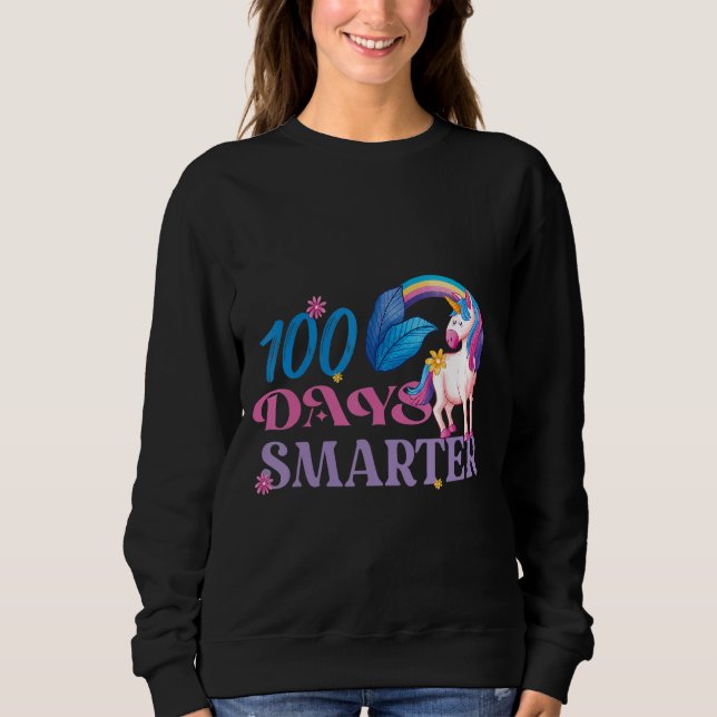 Sudadera 100 días más inteligentes, profesora de Chicas uni (Anverso)