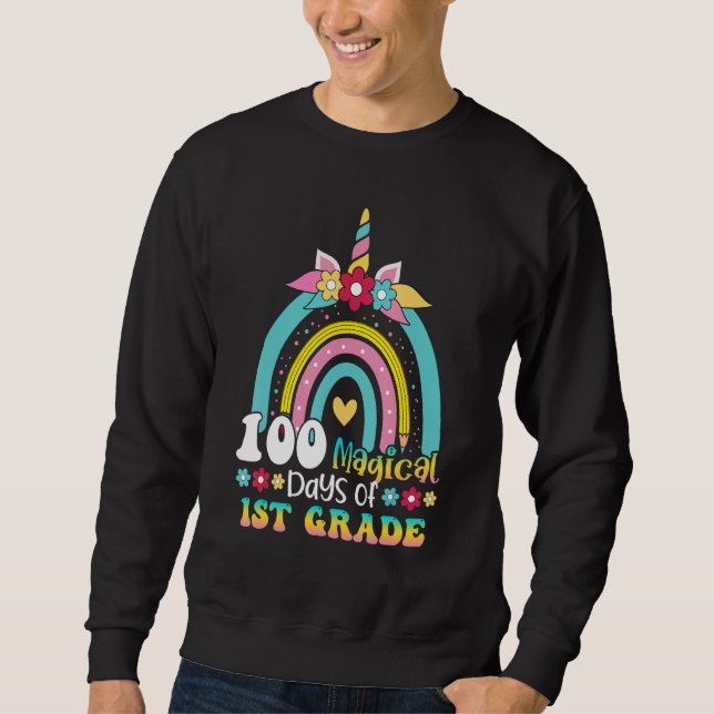 Sudadera 100 Magical Days of 1st Grade Unicorn Rainbow Kids (Anverso)