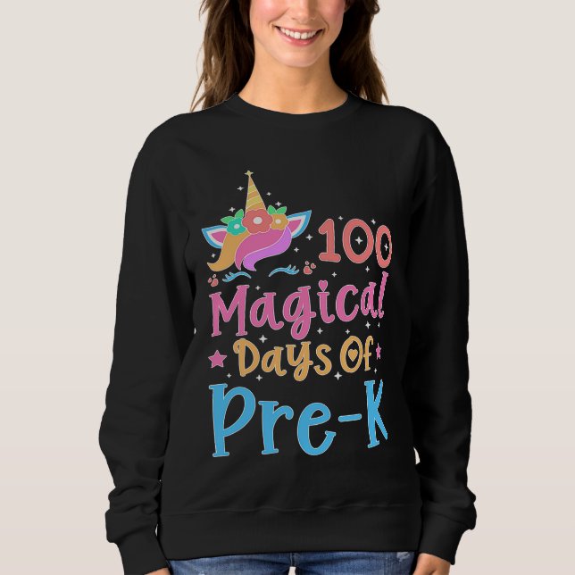 Sudadera 100 Magical Days of Pre K School Unicorn Teacher S (Anverso)