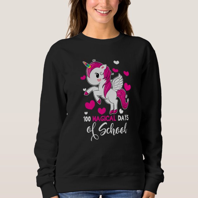 Sudadera 100 Magical Days Of School  Unicorn Girl valentine (Anverso)