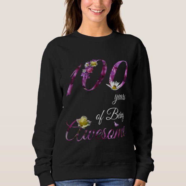 Sudadera 100 Year Old Awesome Floral 1921 100th Birthday (Anverso)
