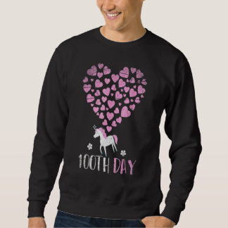 Sudadera 100th Day Heart Unicorn Love Student Gift 100 Days