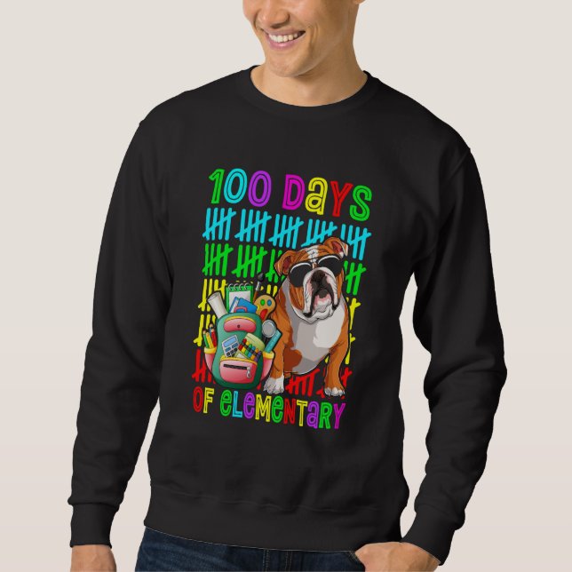 Sudadera 100th Day Of Elementary Boys Kids English Bulldog  (Anverso)
