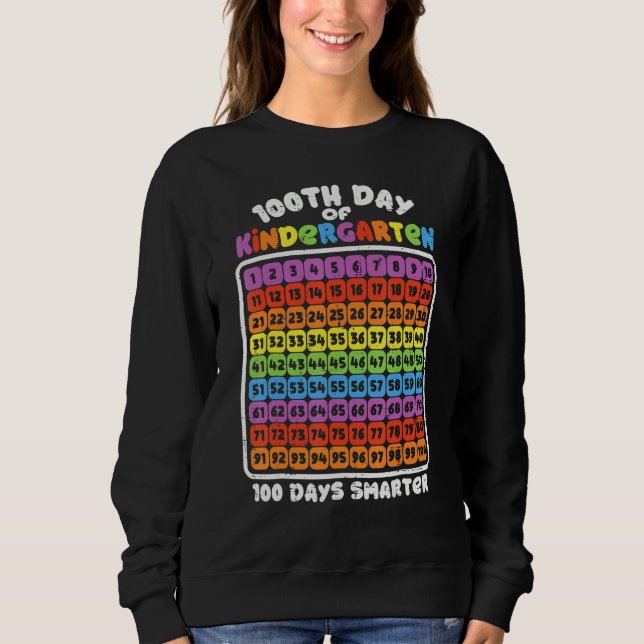 Sudadera 100th Day Of Kindergarten  100 Days Smarter Number (Anverso)