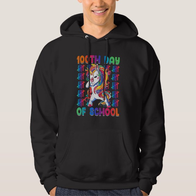 Sudadera 100th Day Of Kindergarten Dabbing Unicorn 100 Days (Anverso)