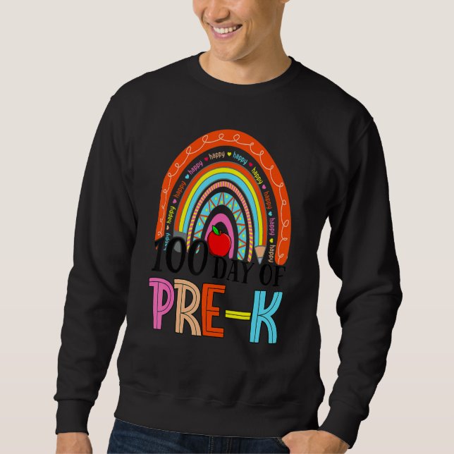 Sudadera 100th Day Of Pre K Teacher 100 Days Smarter Rainbo (Anverso)
