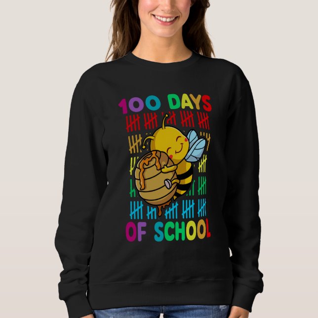 Sudadera 100th Day Of School Animal Bees Happy 100th Day Ki (Anverso)