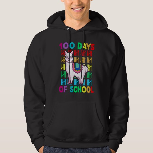 Sudadera 100th Day Of School Animal llama Lover Happy 100th (Anverso)