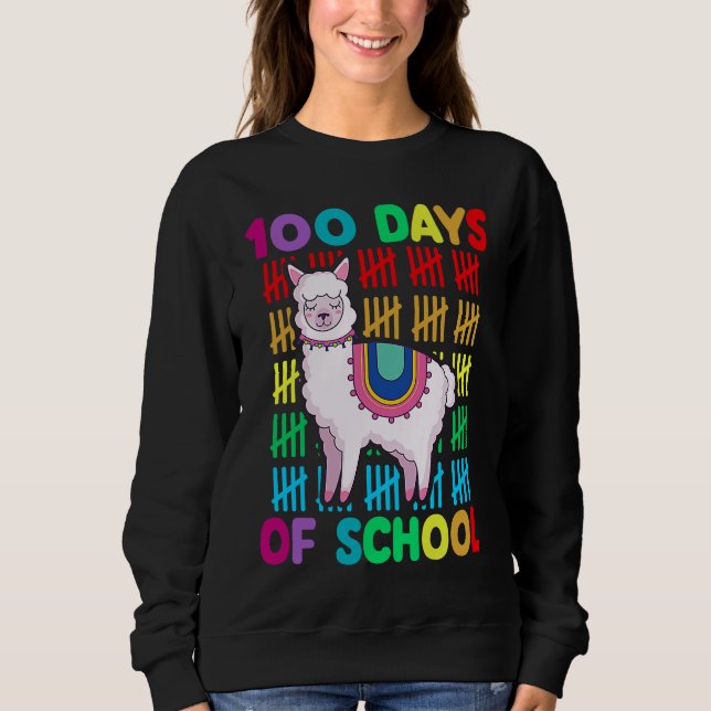 Sudadera 100th Day Of School Animal llama Lover Happy 100th (Anverso)