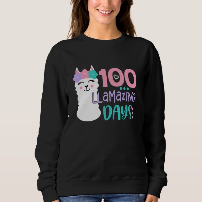 Sudadera 100th Day Of School Colourful Llama Happy 100 Llam (Anverso)