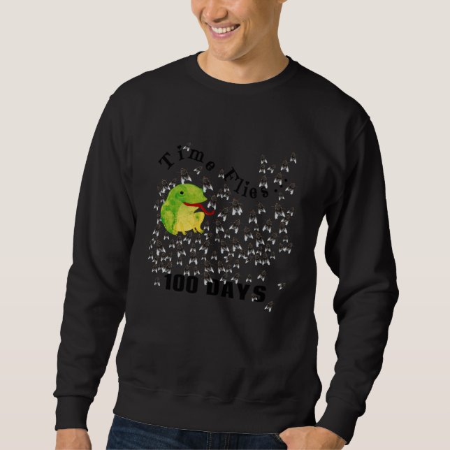 Sudadera 100th Day of School Cute Frog Count Flies Boys Gir (Anverso)