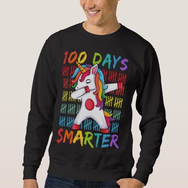 Sudadera 100th Day of School Dabbing Unicorn 100 Days Smart (Anverso)