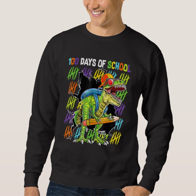 Sudadera 100th Day Of School Dinosaur Rex Dino   Boys Kids (Anverso)