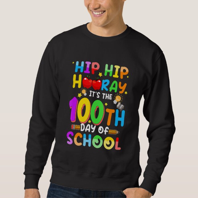 Sudadera 100th Day Of School  For Boys Girls 100 Days Teach (Anverso)