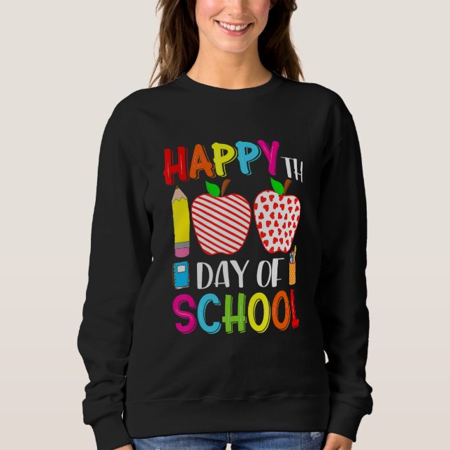 Sudadera 100th Day Of School Hearts Stripes Teacher And Stu (Anverso)