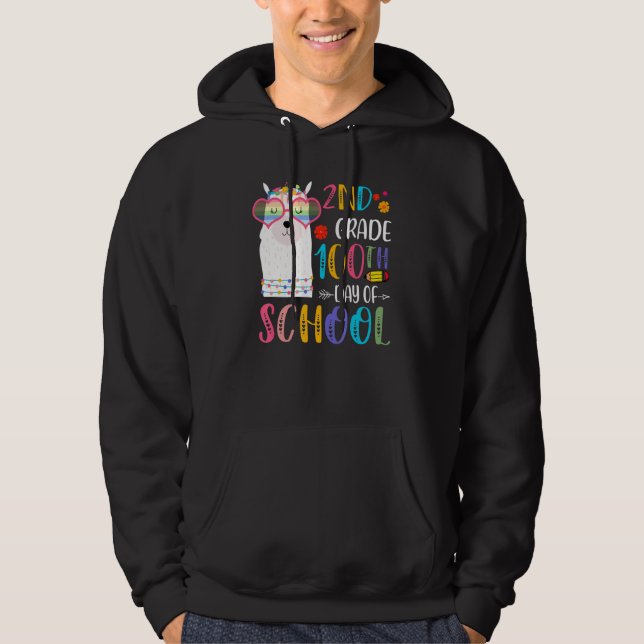 Sudadera 100th day of School No Prob Llama 100 Days Of 2nd  (Anverso)