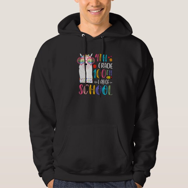 Sudadera 100th day of School No Prob Llama 100 Days Of 4th  (Anverso)