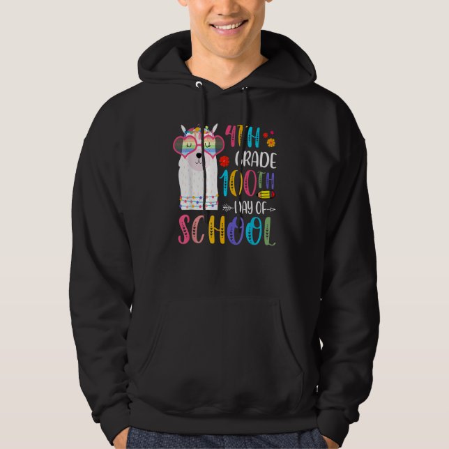 Sudadera 100th Day Of School No Prob Llama 100 Days Of 4th  (Anverso)