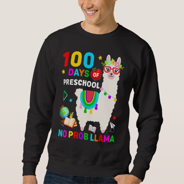 Sudadera 100th Day Of School No Prob Llama 100 Days Of Pres (Anverso)