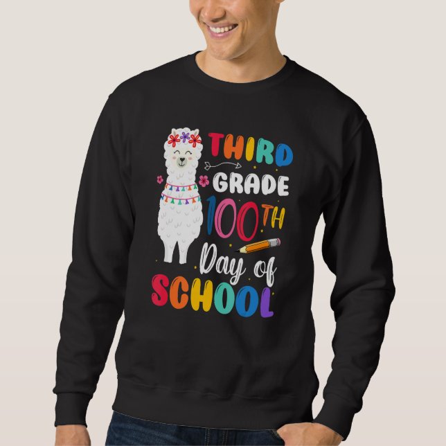 Sudadera 100th Day Of School No Prob Llama 100th Day Third  (Anverso)