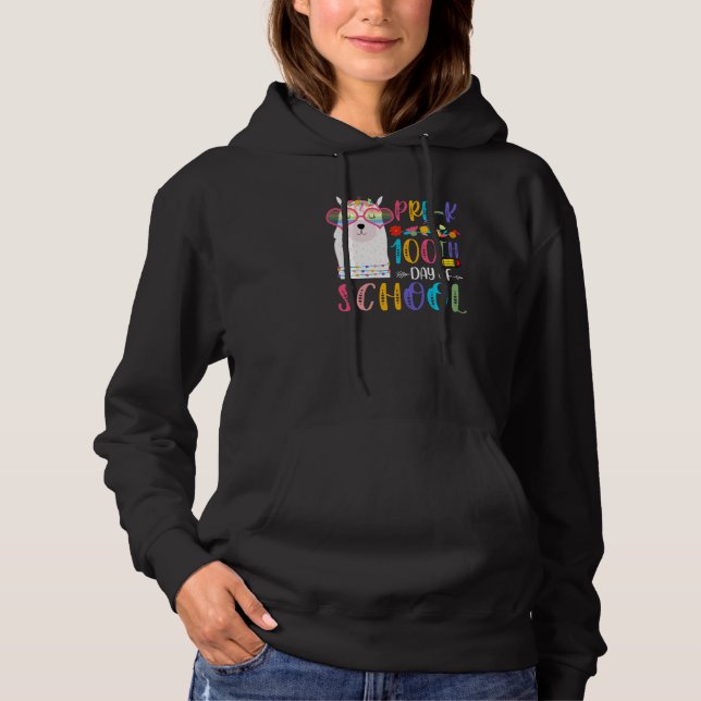Sudadera 100th day of School No Prob Llama Teacher 100 Days (Anverso)