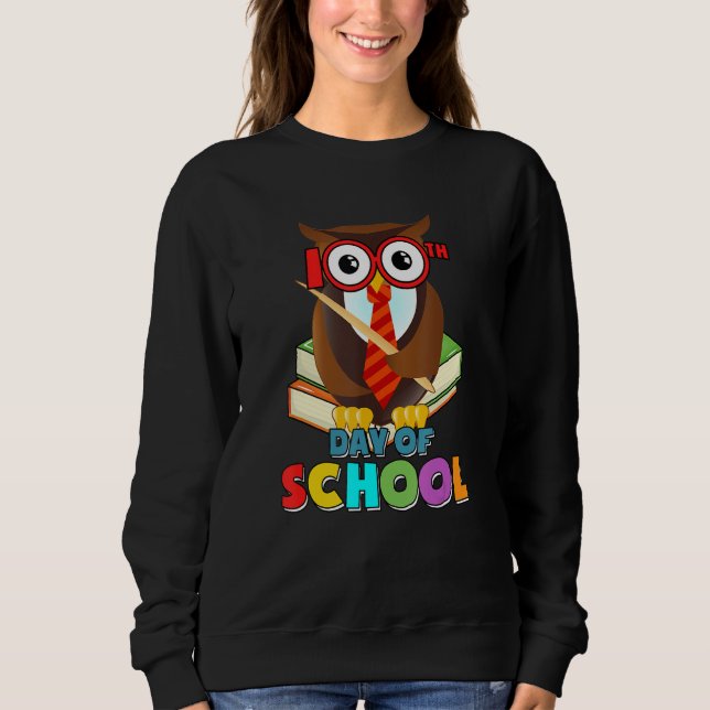 Sudadera 100th Day of School Owl Gift Teacher Student Kids  (Anverso)