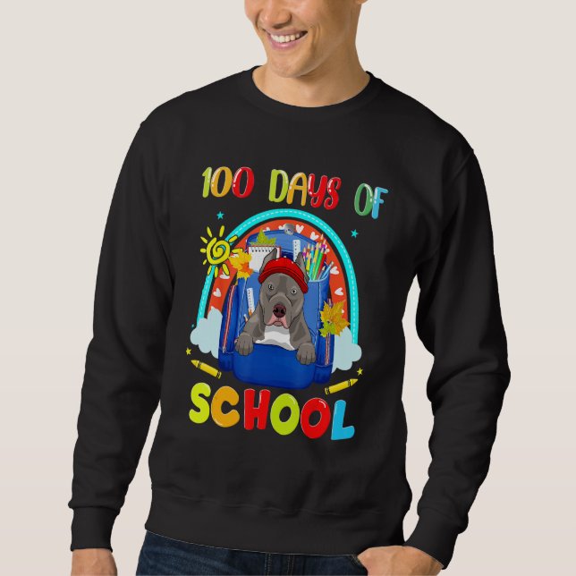 Sudadera 100th Day of School Pitbull Dog Lovers Teacher Stu (Anverso)