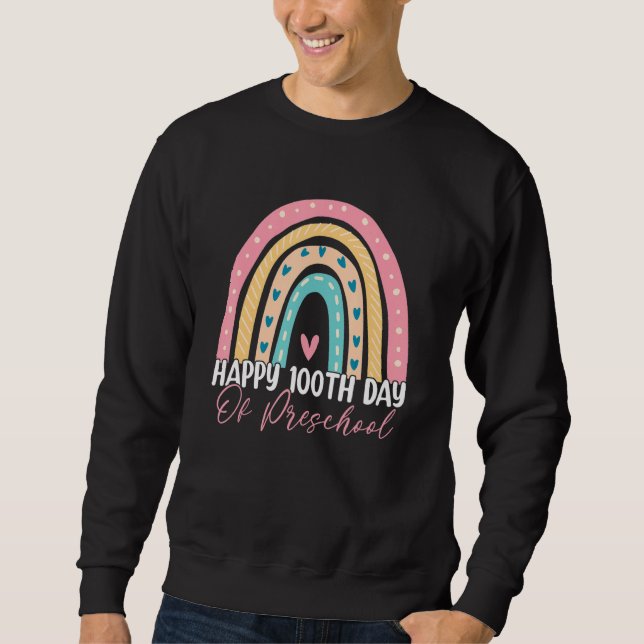 Sudadera 100th Day Of School Preschool Teacher Boho Rainbow (Anverso)