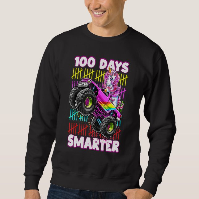 Sudadera 100th Day of School Shirt Unicorn Monster Truck 10 (Anverso)