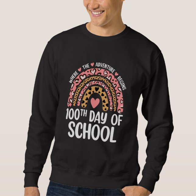 Sudadera 100th Day Of School Teacher 100 Days Leopard Rainb (Anverso)