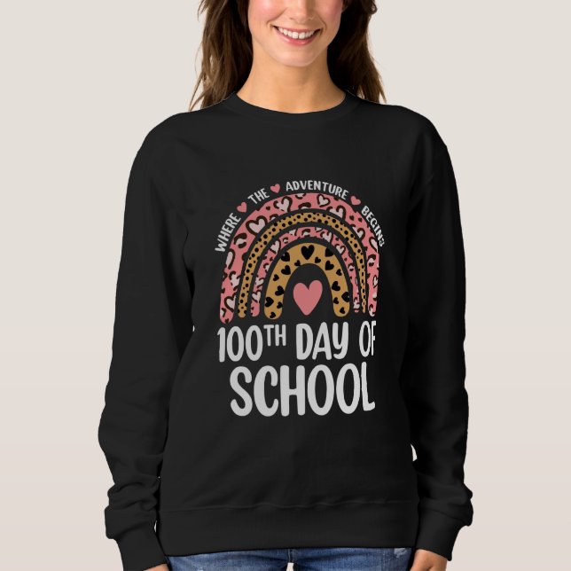 Sudadera 100th Day Of School Teacher 100 Days Leopard Rainb (Anverso)