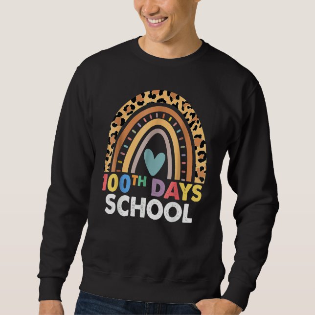 Sudadera 100th Day Of School Teacher 100 Days Smarter Leopa (Anverso)