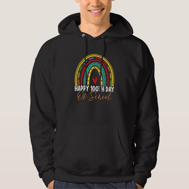 Sudadera 100th Day Of School Teacher Boho Rainbow 100 Days  (Anverso)