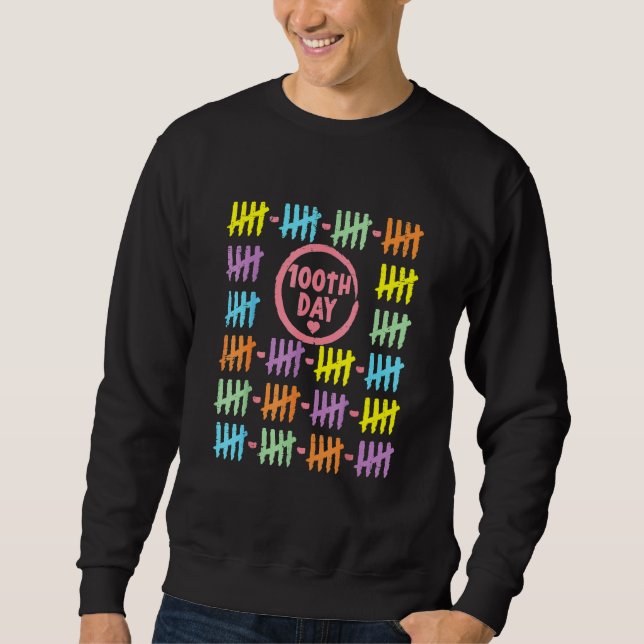Sudadera 100th Day Rainbow Lines Tally Marks 100 Days Of Sc (Anverso)