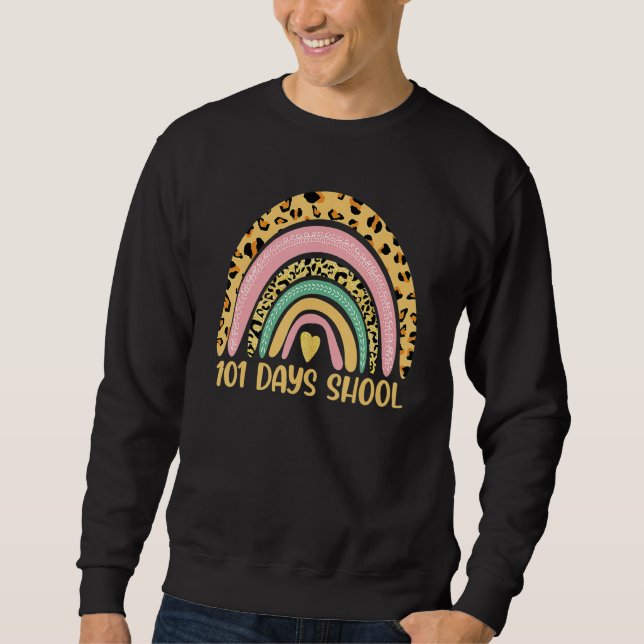 Sudadera 101 Days School Cute Leopard Rainbow Student Or Te (Anverso)